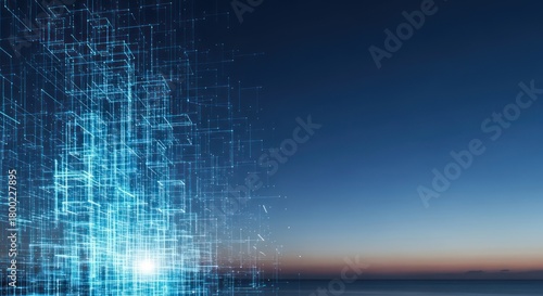 Cybernetic structures meet the boundless horizon a visionary landscape