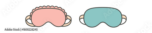 Flat vector illustration two sleep masks sleep routine style pastel colors 2x1 grid equal spacing isolated on white full objects visible