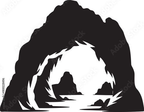 Sea Cave Silhouette at Sunset