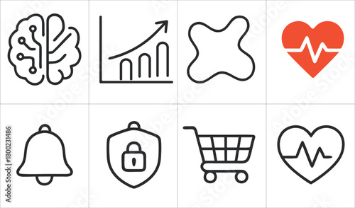 Minimal Line Icon Set for , Business, Security and Health, t-shirt design