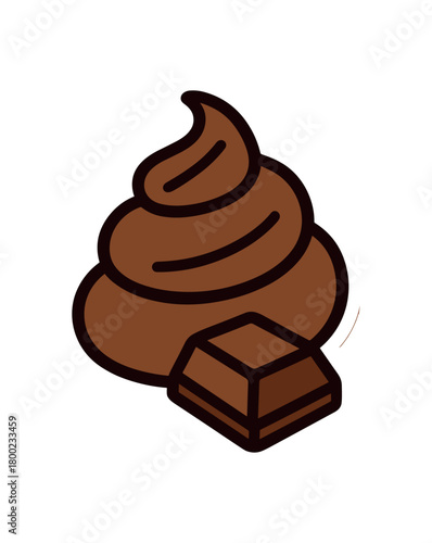 flat vector bold outline cocoa swirl white background sticker style drizzle line chocolate piece