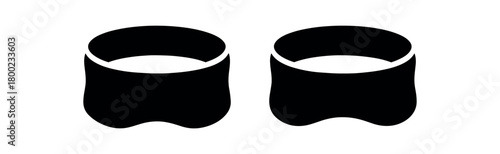 Flat vector illustration two fleece headbands black and white solid black icon style soft curves 2x1 grid equal spacing isolated on white