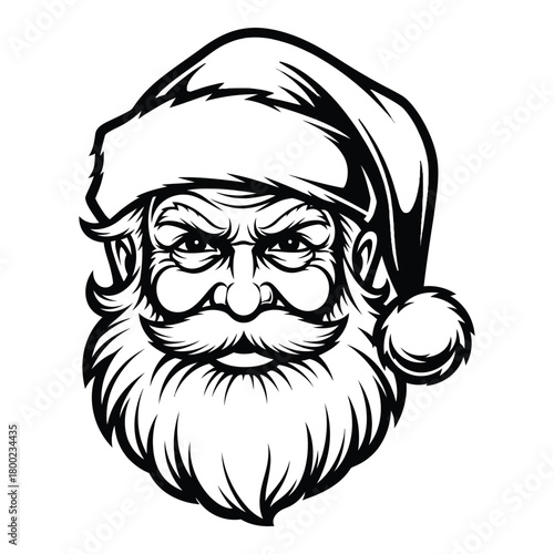 Illustration of old man with beard and hat in black lines