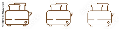 Toaster set line icons isolated on transparent background. Minimal kitchen appliance symbols with editable stroke, ideal for cooking, breakfast, home appliance, and kitchenware design projects.