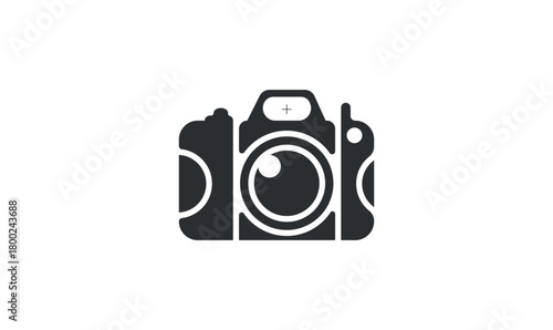 Abstract Black and White DSLR Camera Icon or Logo, Minimalist Photography Symbol or Pictogram Vector,Minimalist Photography Symbol or Pictogram Vector,Modern Simple Photographer Equipment Icon Graphic