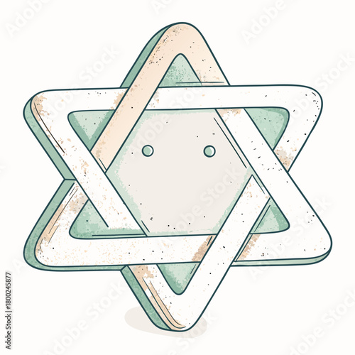 Star of David symbol in vintage style with pastel colors  
