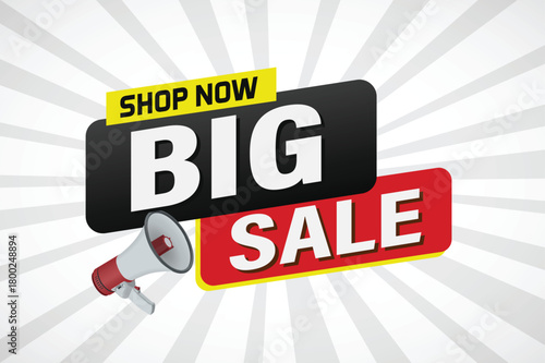 Big sale buy now poster banner graphic design icon logo sign symbol social media website coupon Banner design template for marketing. Special offer promotion retail

