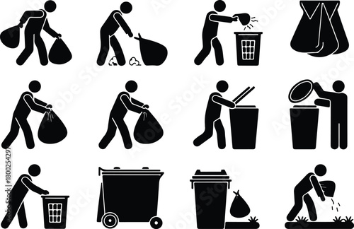 Take Out Rubbish Icon Set Trash Removal Icon Pack