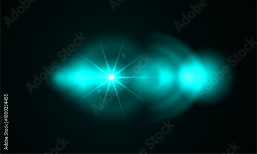 Teal light flare effect bright glowing starburst light leak abstract design element backdrop image