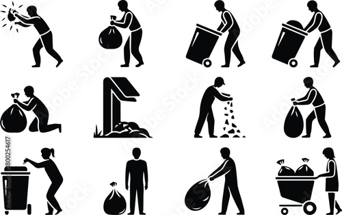 Take Out Rubbish Icon Set Trash Removal Icon Pack