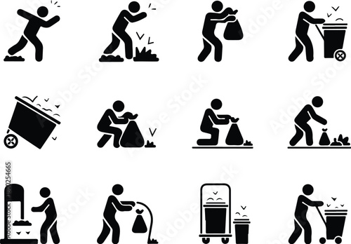 Take Out Rubbish Icon Set Trash Removal Icon Pack