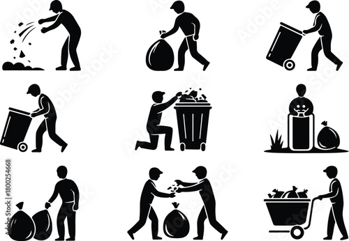 Take Out Rubbish Icon Set Trash Removal Icon Pack