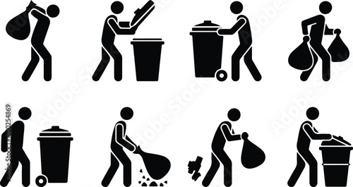 Take Out Rubbish Icon Set Trash Removal Icon Pack