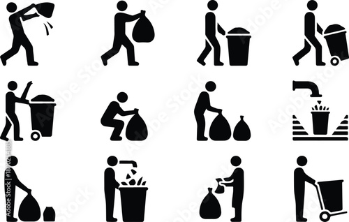 Take Out Rubbish Icon Set Trash Removal Icon Pack