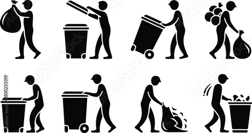 Take Out Rubbish Icon Set Trash Removal Icon Pack