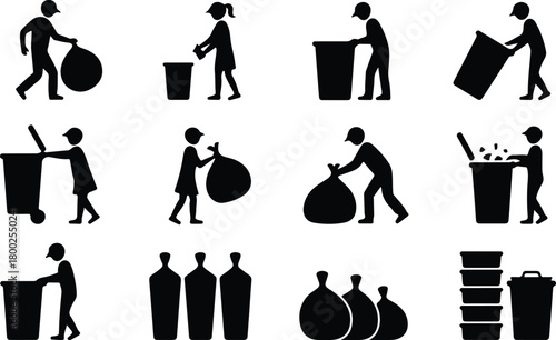 Take Out Rubbish Icon Set Trash Removal Icon Pack