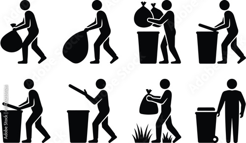 Take Out Rubbish Icon Set Trash Removal Icon Pack