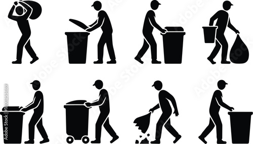Take Out Rubbish Icon Set Trash Removal Icon Pack