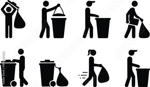 Take Out Rubbish Icon Set Trash Removal Icon Pack