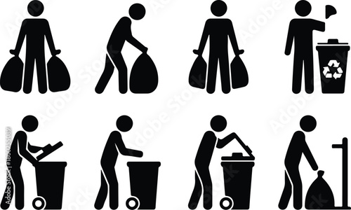 Take Out Rubbish Icon Set Trash Removal Icon Pack
