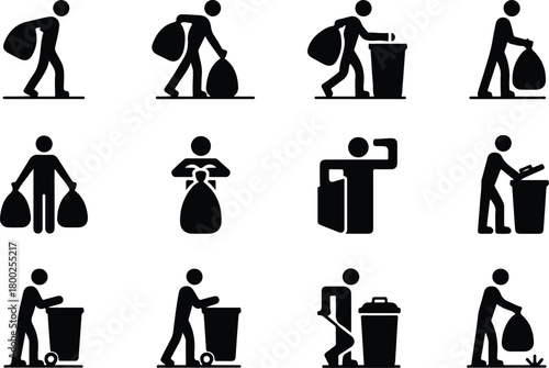 Take Out Rubbish Icon Set Trash Removal Icon Pack