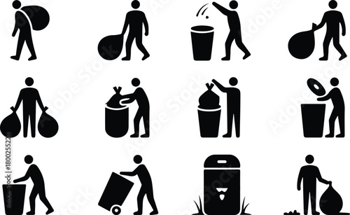 Take Out Rubbish Icon Set Trash Removal Icon Pack