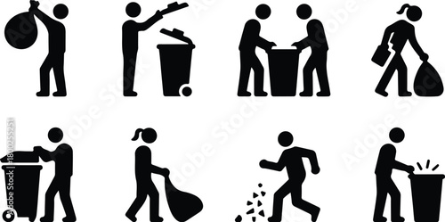 Take Out Rubbish Icon Set Trash Removal Icon Pack