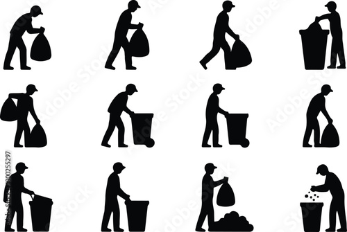 Take Out Rubbish Icon Set Trash Removal Icon Pack