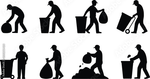 Take Out Rubbish Icon Set Trash Removal Icon Pack