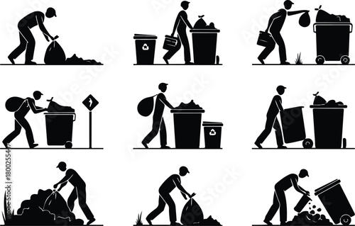 Take Out Rubbish Icon Set Trash Removal Icon Pack
