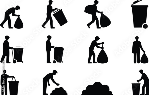 Take Out Rubbish Icon Set Trash Removal Icon Pack