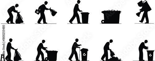 Take Out Rubbish Icon Set Trash Removal Icon Pack