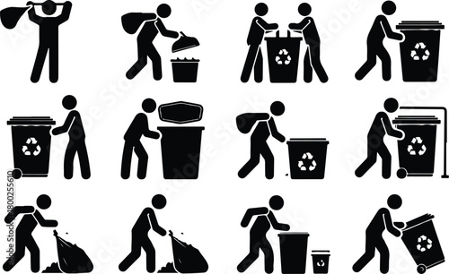 Take Out Rubbish Icon Set Trash Removal Icon Pack