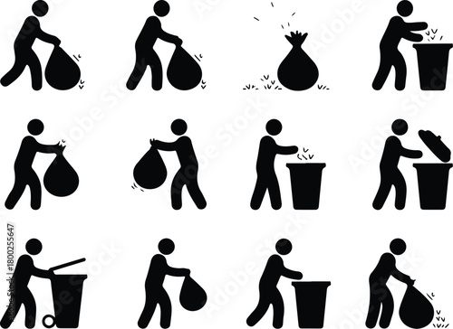 Take Out Rubbish Icon Set Trash Removal Icon Pack