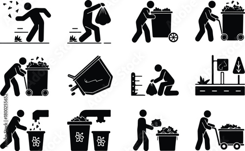 Take Out Rubbish Icon Set Trash Removal Icon Pack