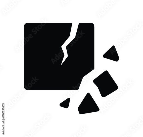 fragment flat black solid vector illustration isolated on white background