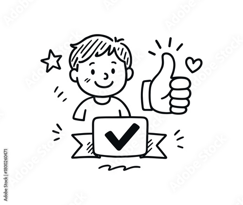 handdrawn cute doodle style recommendation vector line illustration