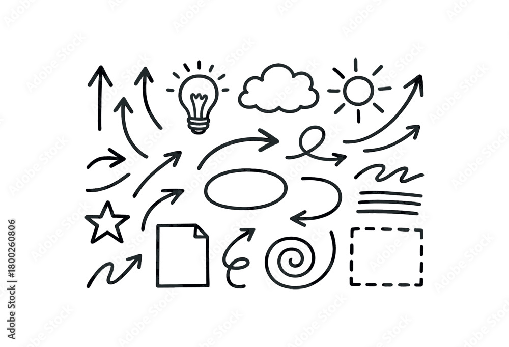 Obraz premium handdrawn cute doodle style annotation vector line illustration