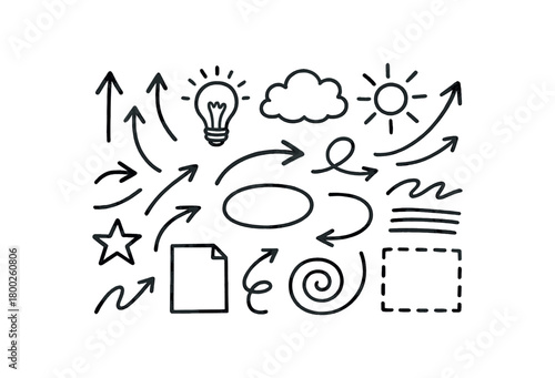 handdrawn cute doodle style annotation vector line illustration