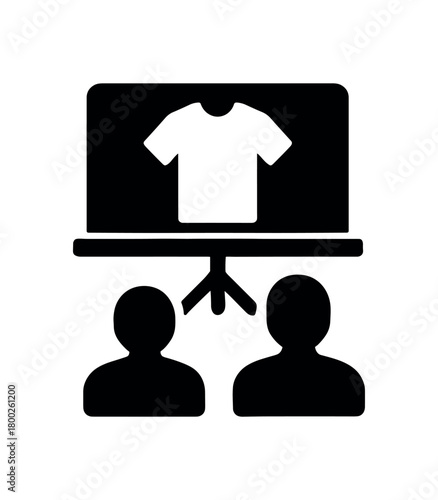 showcase flat black solid vector illustration isolated on white background