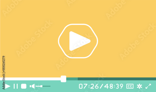Colorful media player design featuring bold white icons, slim progress bar, detailed timeline, and smooth control layout. Perfect for professional websites and video apps.