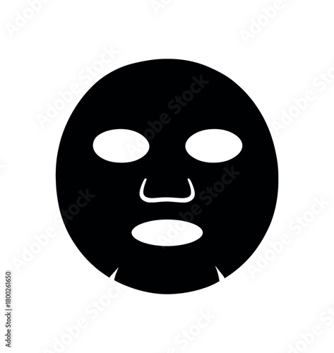 face mask sheet flat black solid vector illustration isolated on white background