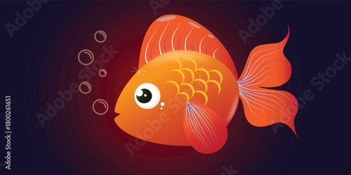 goldfish background isolated on dark background