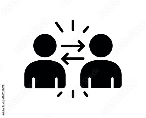 interaction flat black solid vector illustration isolated on white background