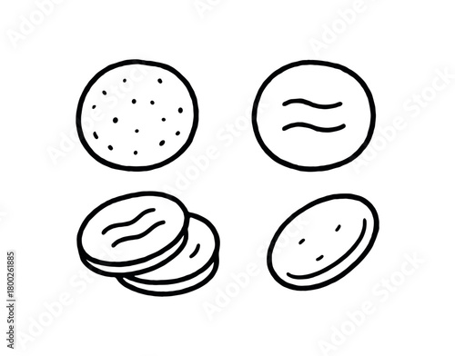 handdrawn cute doodle style cotton pads vector line illustration