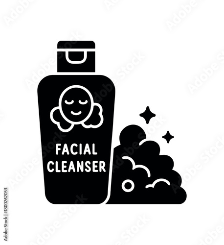 facial cleanser foam flat black solid vector illustration isolated on white background