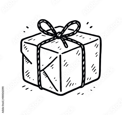 handdrawn cute doodle style parcel vector line illustration
