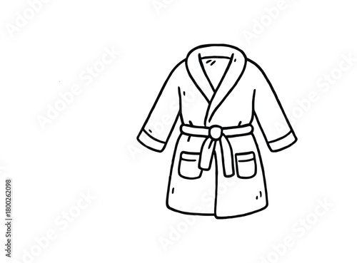 handdrawn cute doodle style bathrobe vector line illustration