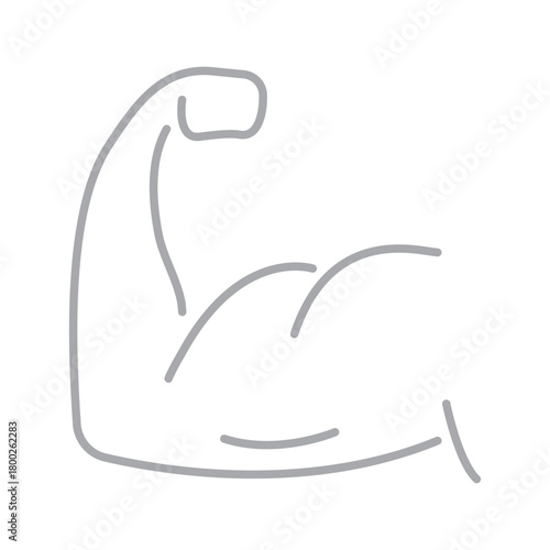 Muscle line symbol on transparent background. Minimal editable-stroke icon ideal for fitness, strength training, gym apps, and health design. 