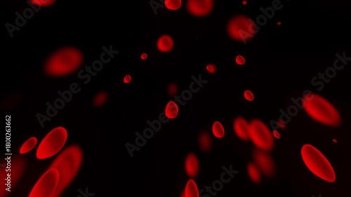 Animation of several red blood cells moving upwards 